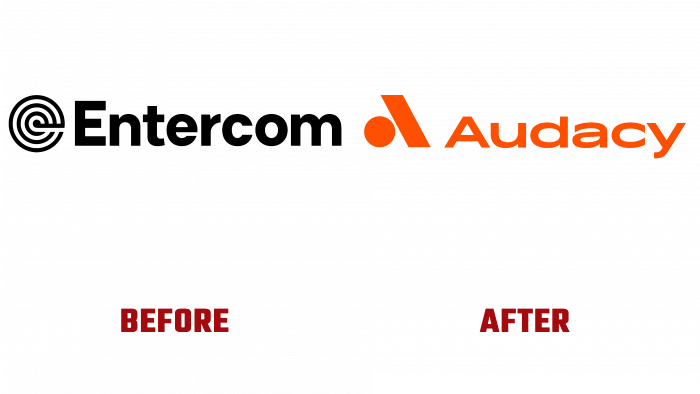 Entercom and Audacy Before and After Logo (history)