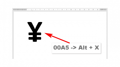 Japanese Yen in Word