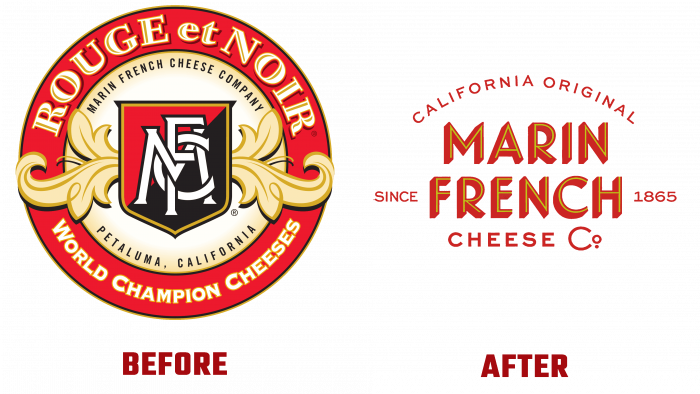 Marin French Cheese Before and After Logo (history)