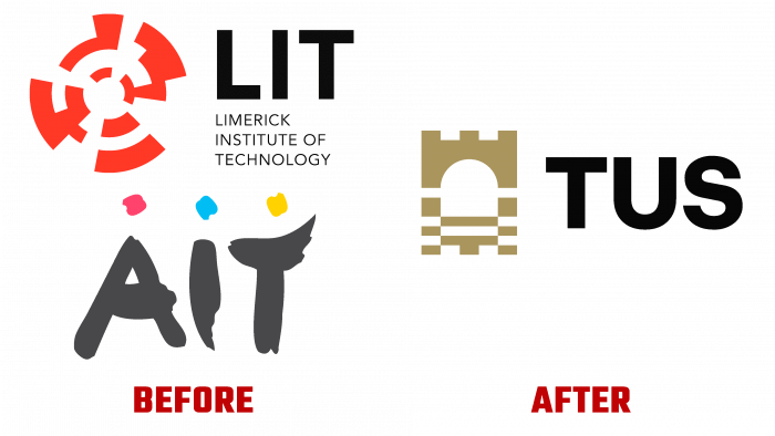 Technological University of the Shannon (TUS) Before and After Logo (history)